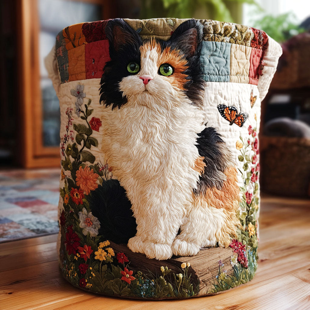 Purrfect Garden Quilted Laundry Basket Practical Quilted Laundry Hamper Gift for Daily Use