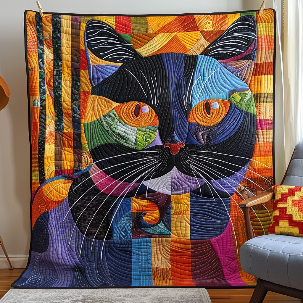 Purrfect Patterns Quilted Blanket Bed Comforter Sets Presents For Cat Owners