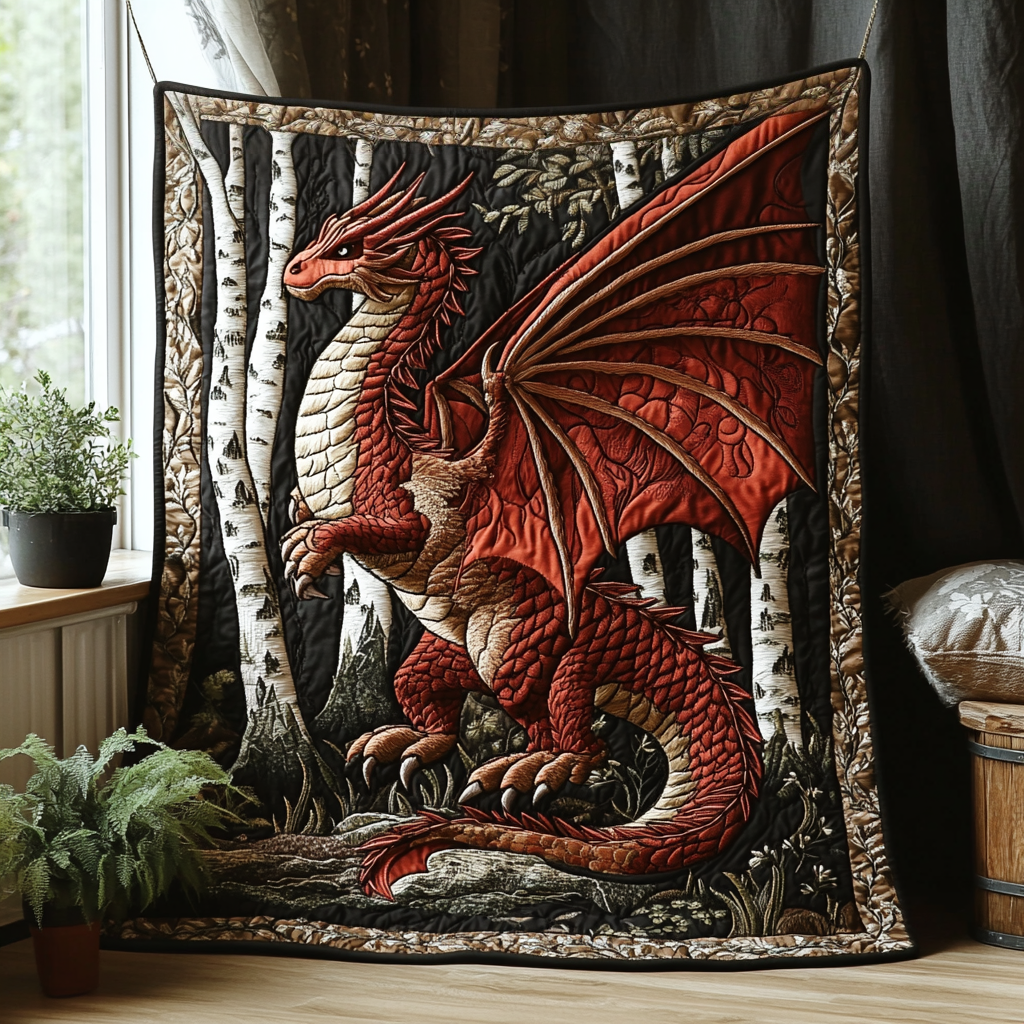 Pyric Sovereign Quilted Blanket Bed Room Art Unique Dragon Gifts