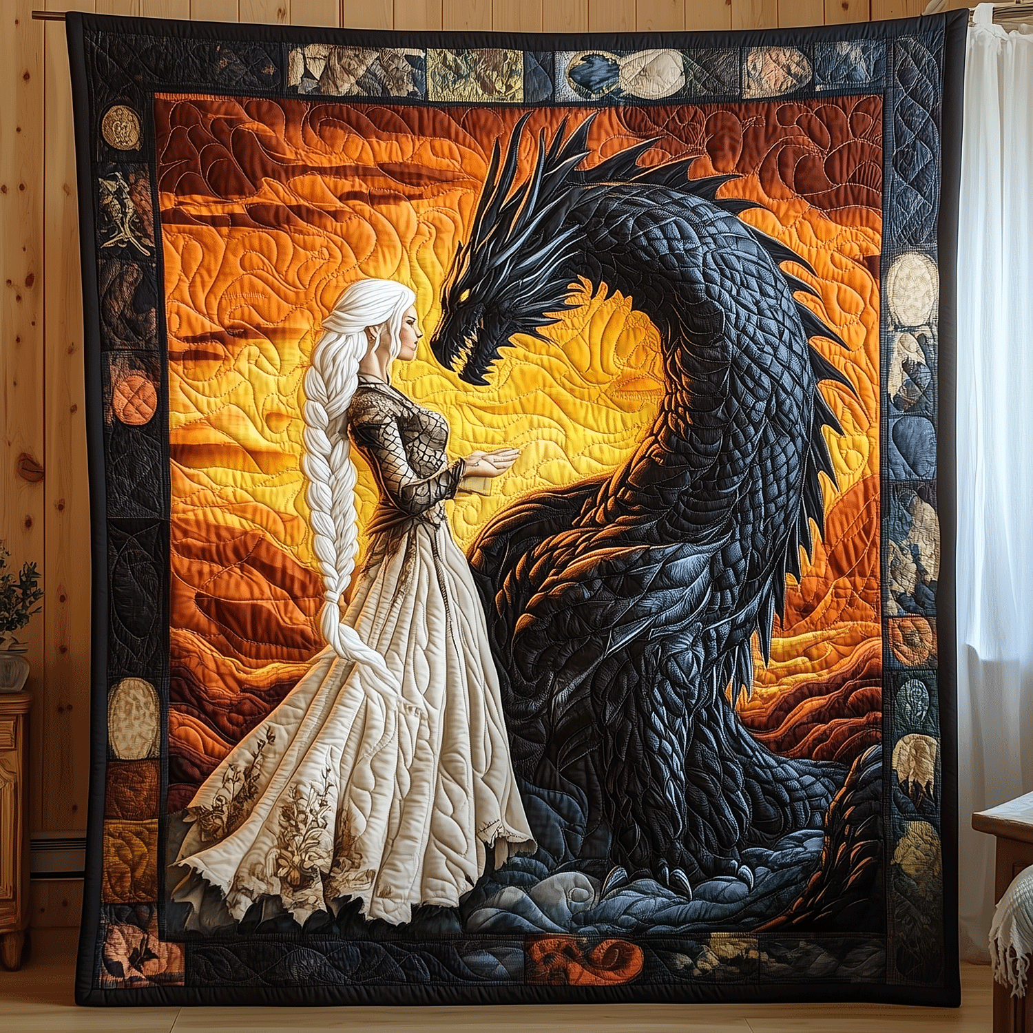 Queen of Dragons Quilted Blanket Bed Comforter Set Awesome Gifts For Dragon Lovers