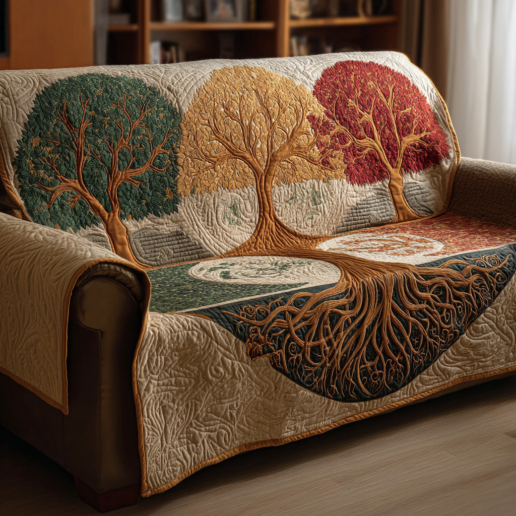 Quiet Roots Quilted Sofa Cover Furniture Covers Tree Of Life Gifts For Him