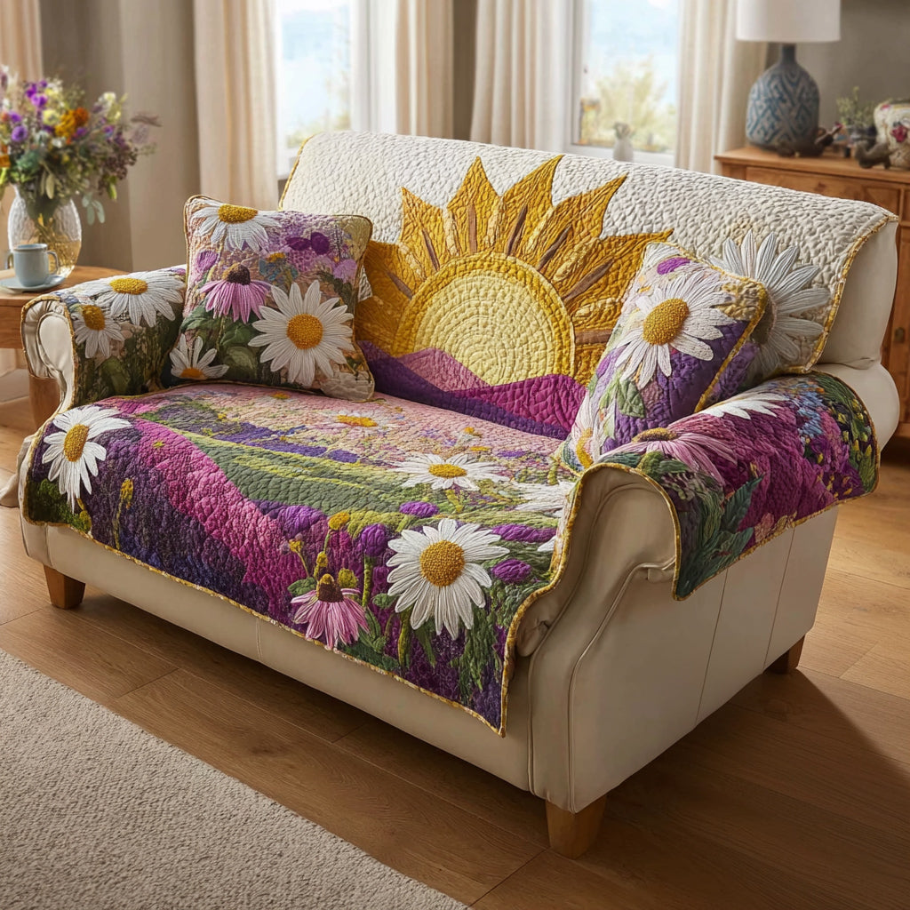 Radiant Bloom Quilted Sofa Cover Couch Covers Perfect Mother' Day Gifts