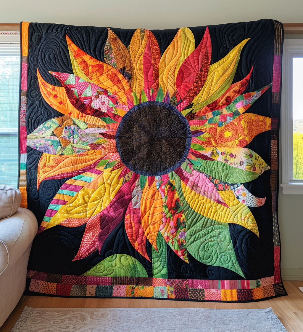 Radiant Sunflower Quilted Blanket Bedroom Decor Special Mother's Day Gifts For Mom