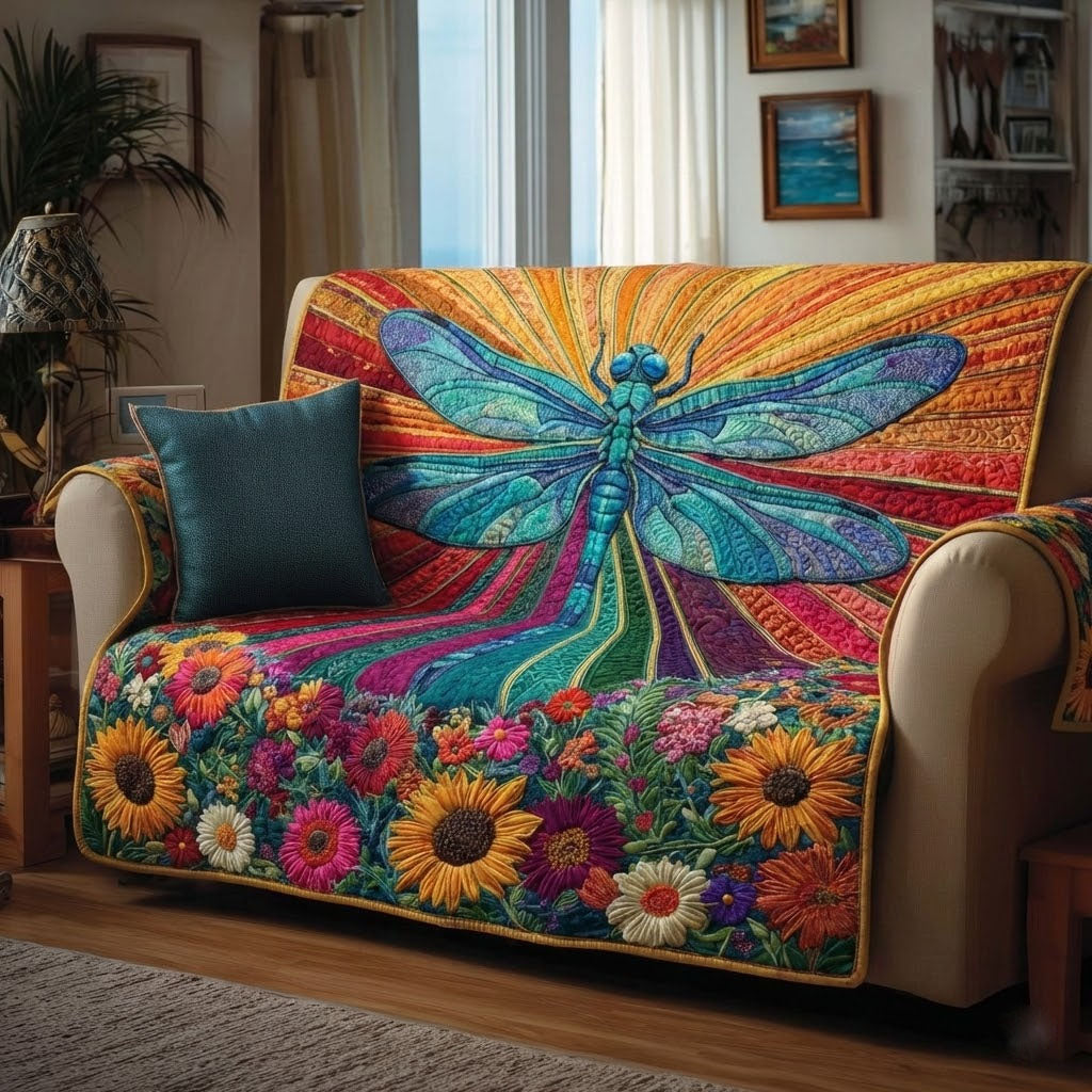 Rainbow Duffle Quilted Sofa Cover Sofa Chaise Cover Great Dragonfly Lover Gift Ideas