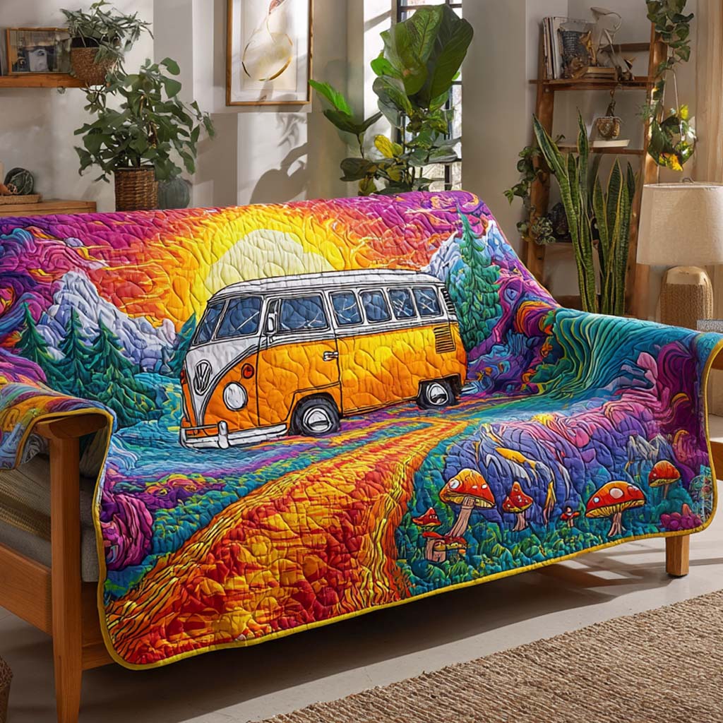 Rainbow Journey Quilted Sofa Cover Holiday Living Room Decor Christmas Presents For Hippies