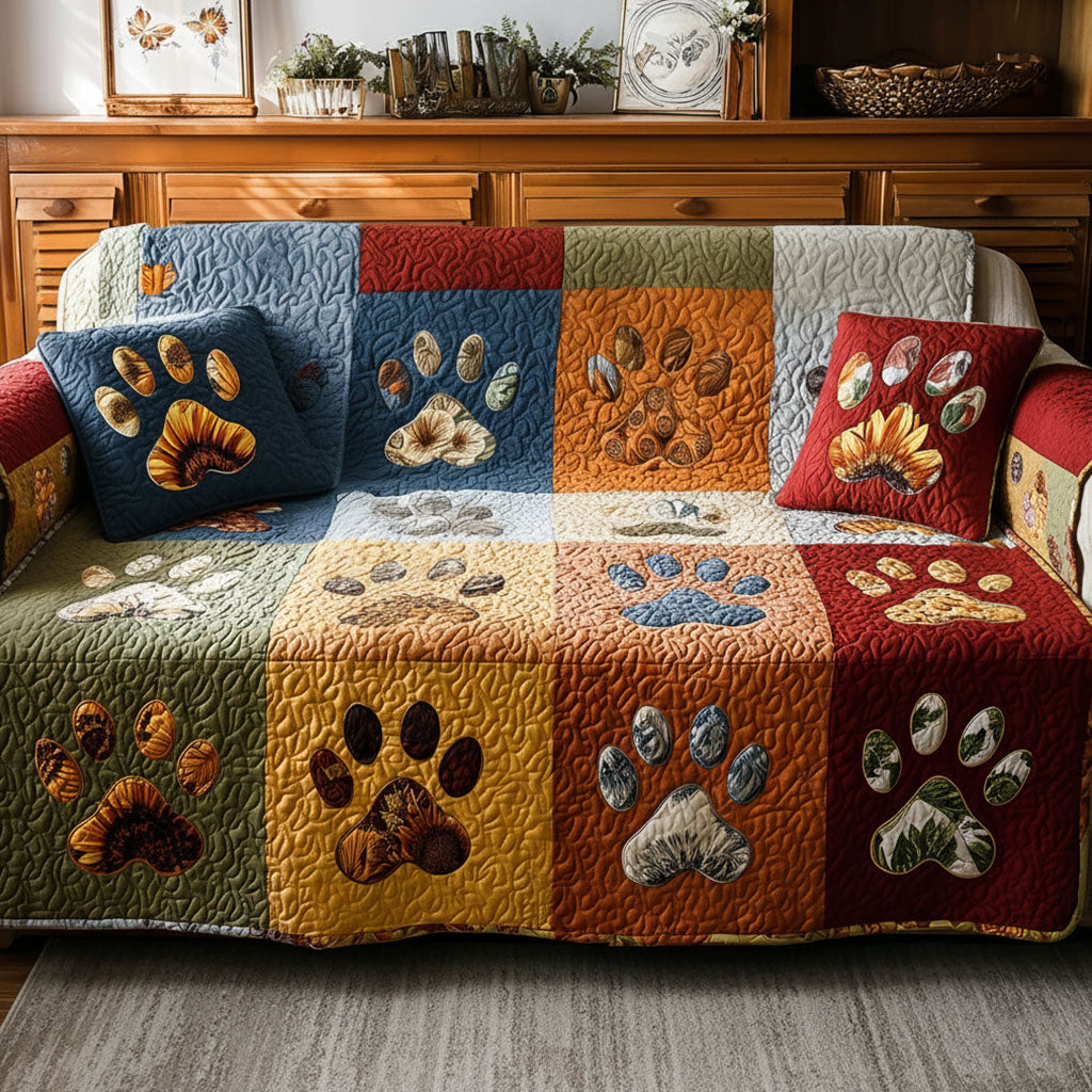 Rainbow Paw Quilted Sofa Cover Sofa Furniture Slip Covers Great Gifts For Dog Owners