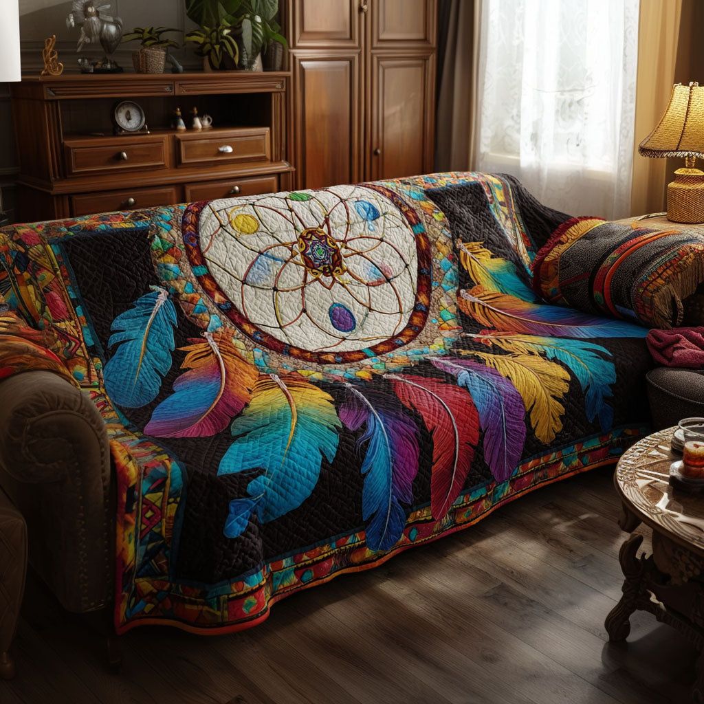 Rainbow Spirit Lodge Quilted Sofa Cover Couch Seat Covers Native American Mother's Day Gifts