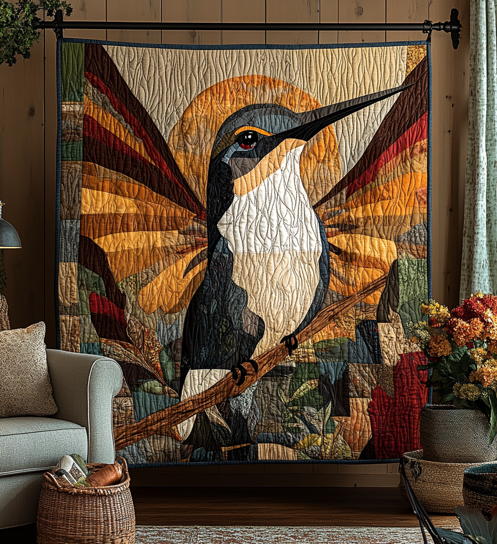Rare Hummingbird Quilted Blanket Bedroom Room Decor Hummingbird Feeder Gift
