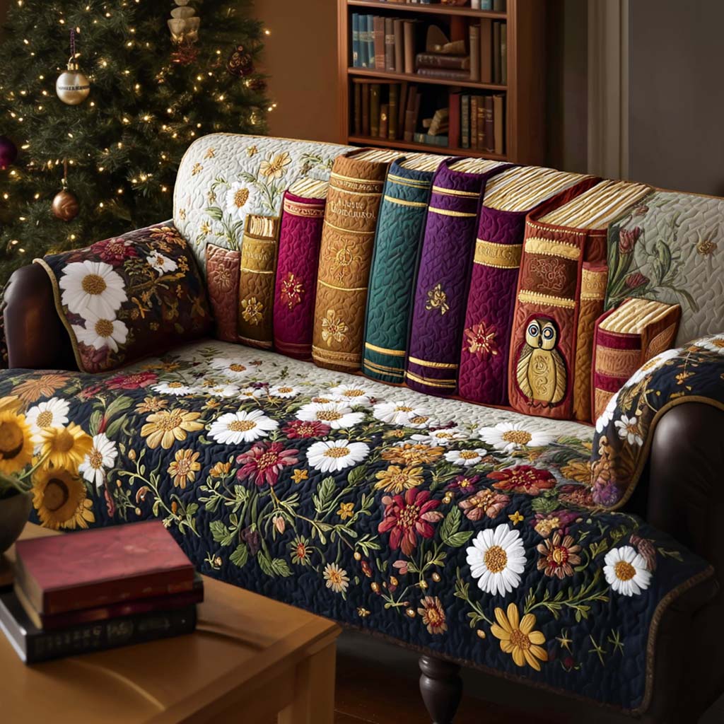 Reading Retreat Quilted Sofa Cover Sofa Couch Cover Gift For Book Lover