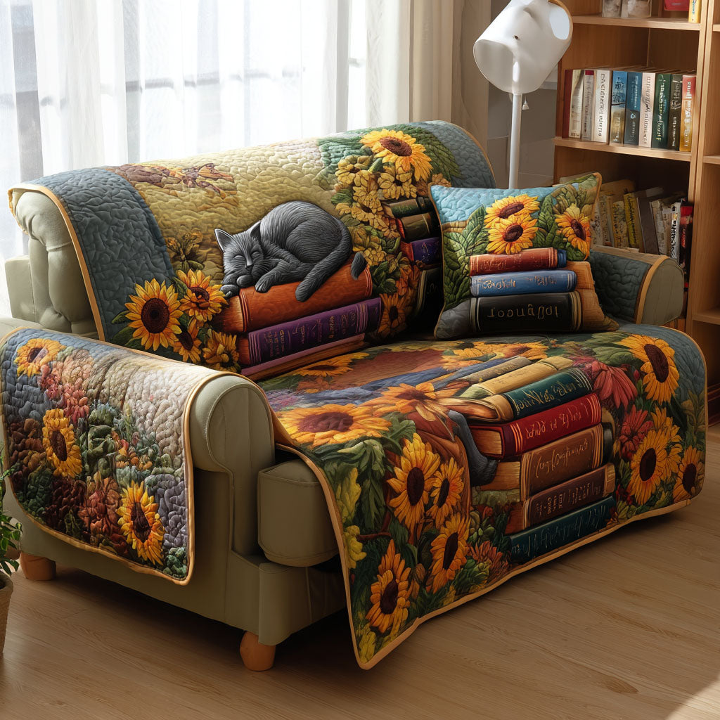 Reading Whiskers Quilted Sofa Cover Living Room Decor Ideas Gift Ideas For Book Lovers