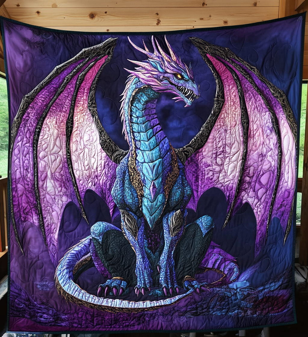 Realm Guardian Quilted Blanket Bedroom Decor Dragon Father's Day Gifts