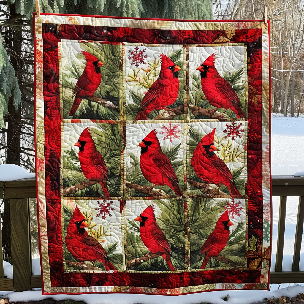 Red Cardinal Quilted Blanket Bed Comforter Sets Gifts For Cardinal Lovers
