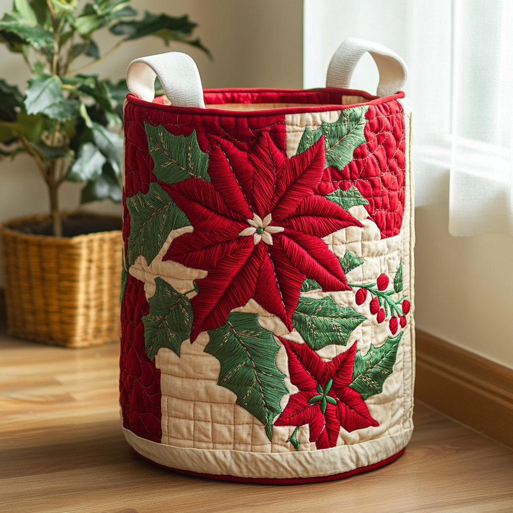 Red Harmony Quilted Laundry Basket Beautiful Quilted Laundry Organizer Gift for Couples