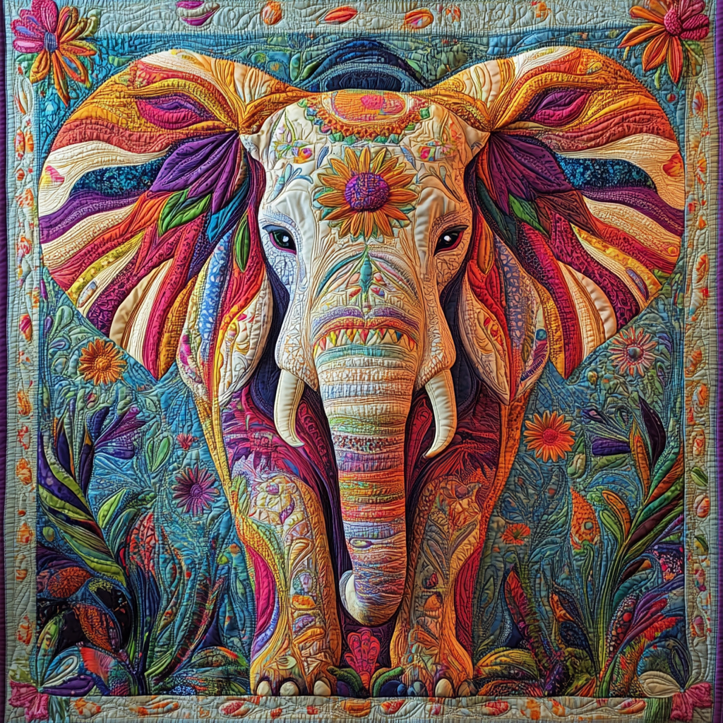 Regal Elephant Quilted Blanket Nice Bedding Sets Best Gifts For Elephant Lovers
