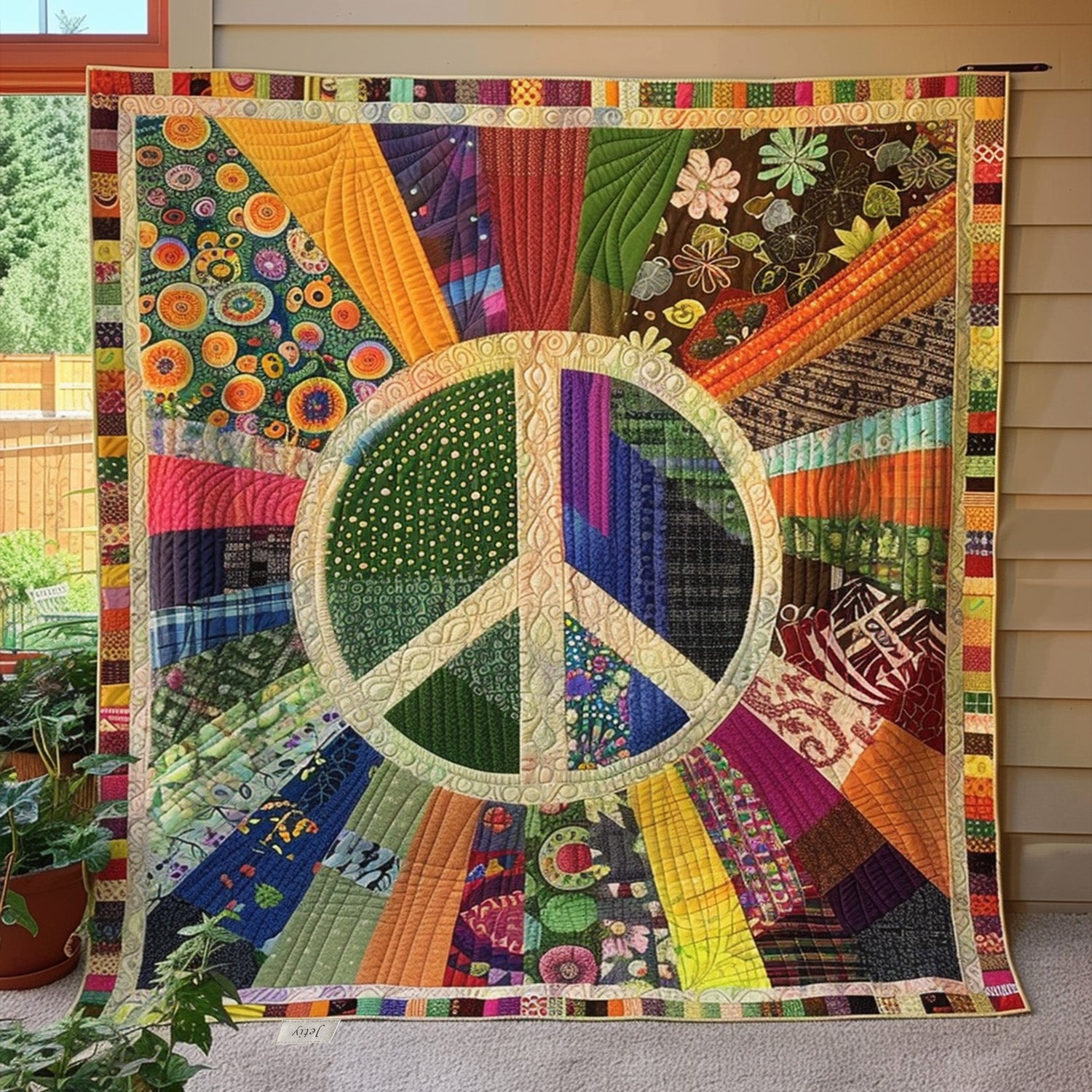 Retro Peace Sign Quilted Blanket Cool Bedroom Decor Mother S Day Gift Ideas