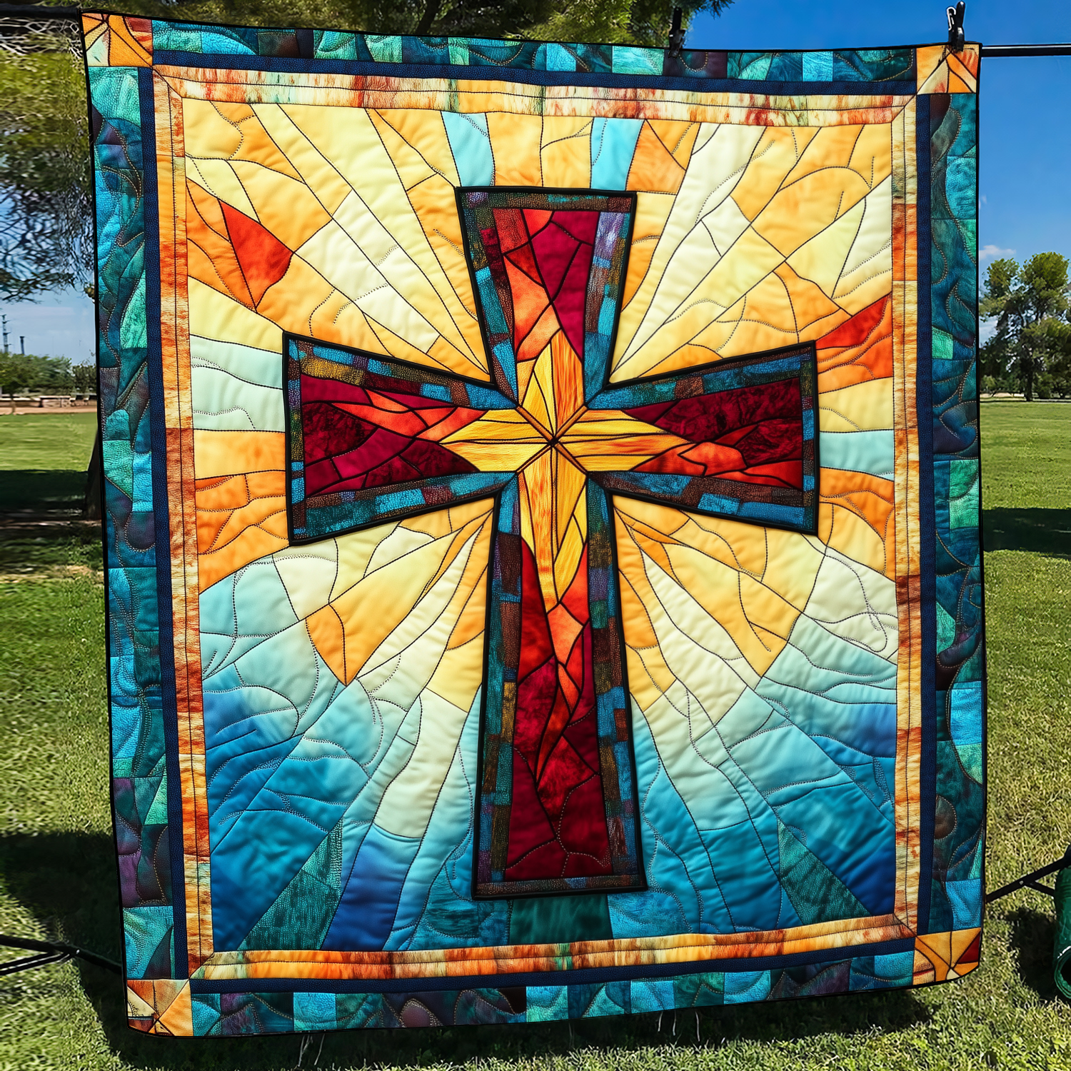 Reverent Cross Quilted Blanket Comforter Sets Queen Unique Christian Gifts