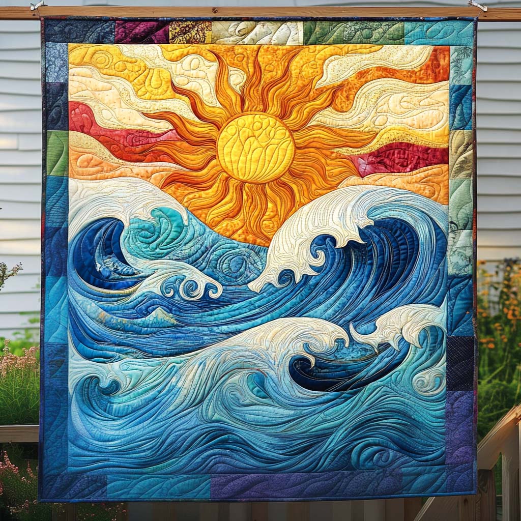 Rhythms Of The Sea Quilted Blanket Best King Size Sheets Gift For Mother On Mother's Day