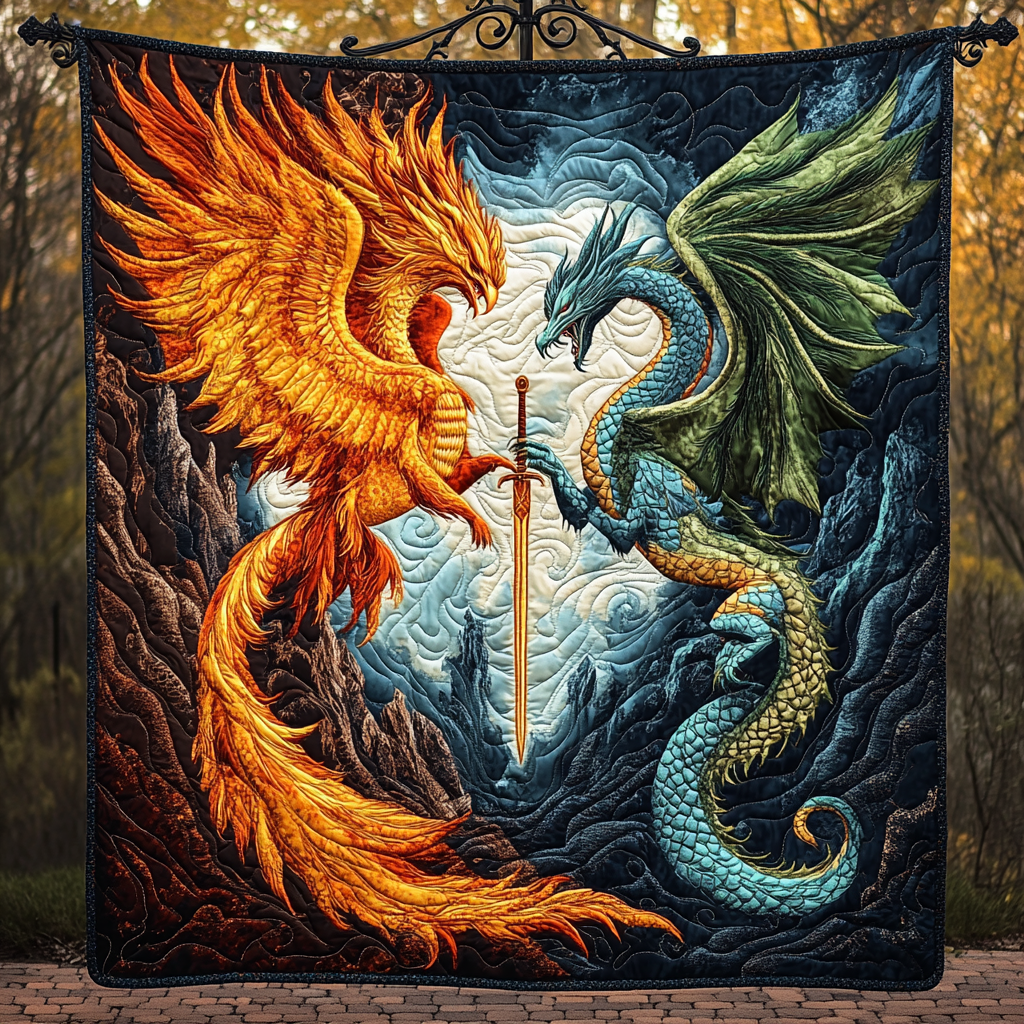 Rise from Ashes Quilted Blanket Bedspread Quilts Cool Gifts For Dragon Lovers