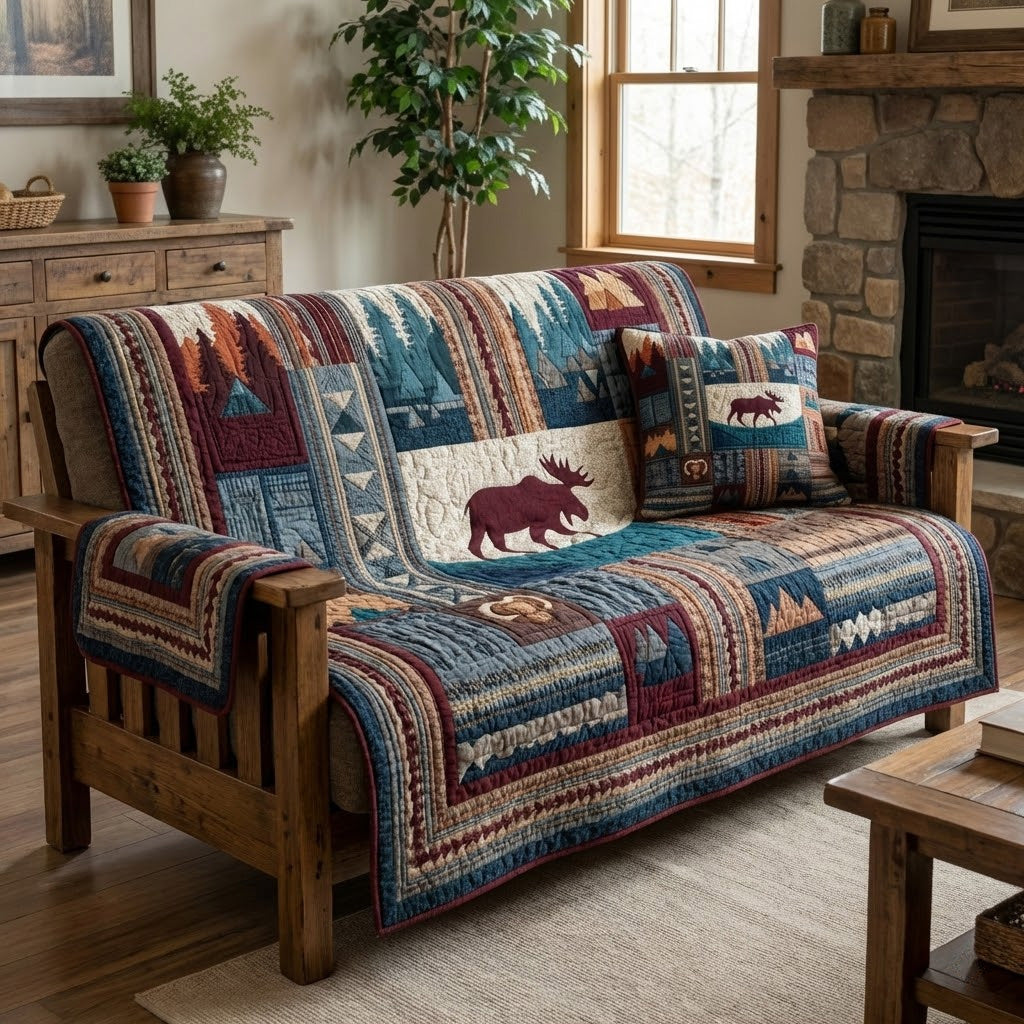 River Moose Quilted Sofa Cover Sofa Covers For Sale Bear Mother's Day Gifts