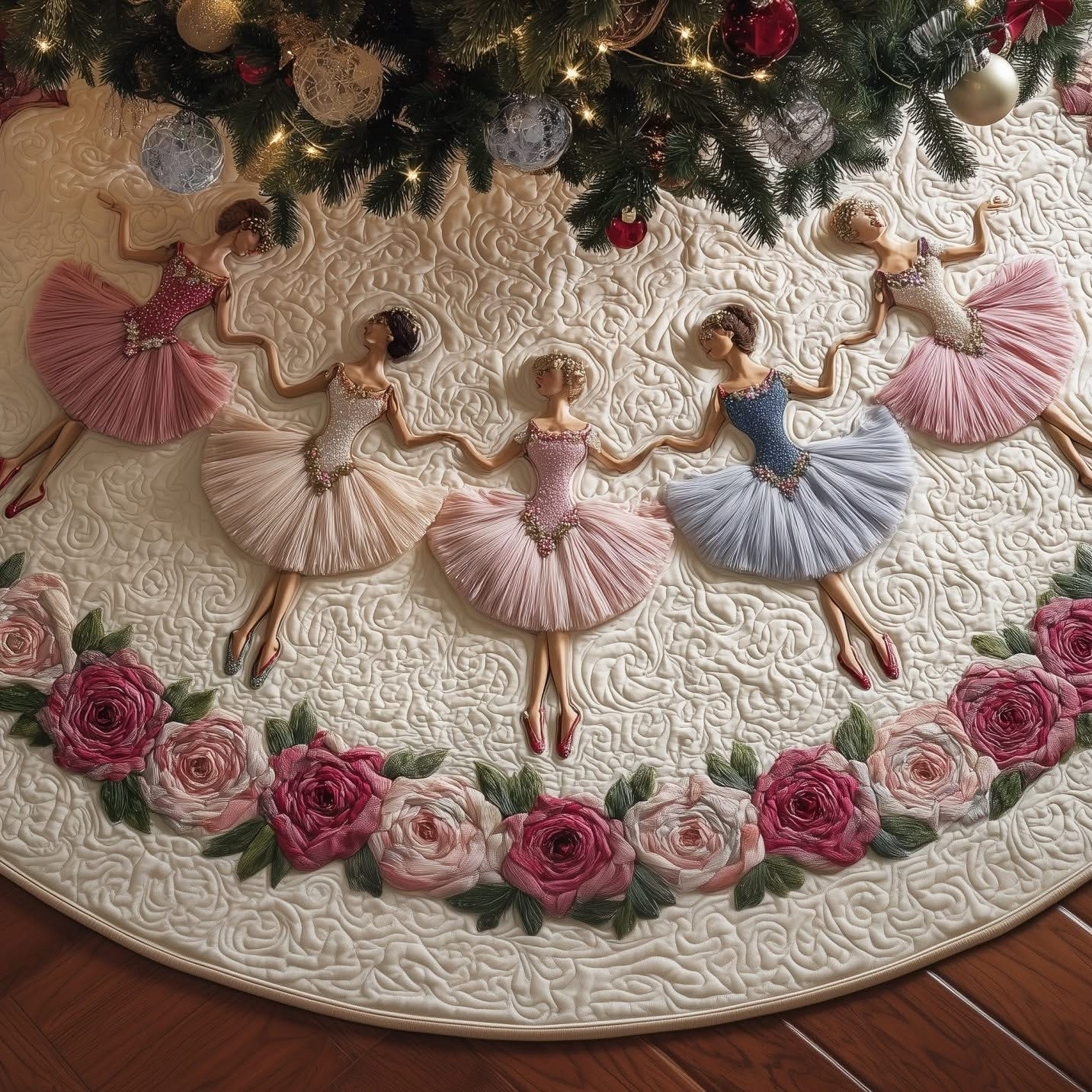 Rosie Ballerina Christmas Quilted Tree Skirt Decorations Best Gifts For Ballet Lovers