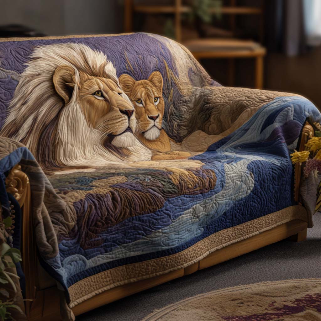 Royal Pair Quilted Sofa Cover Couch Covers Sofa Cover Lion Related Gifts
