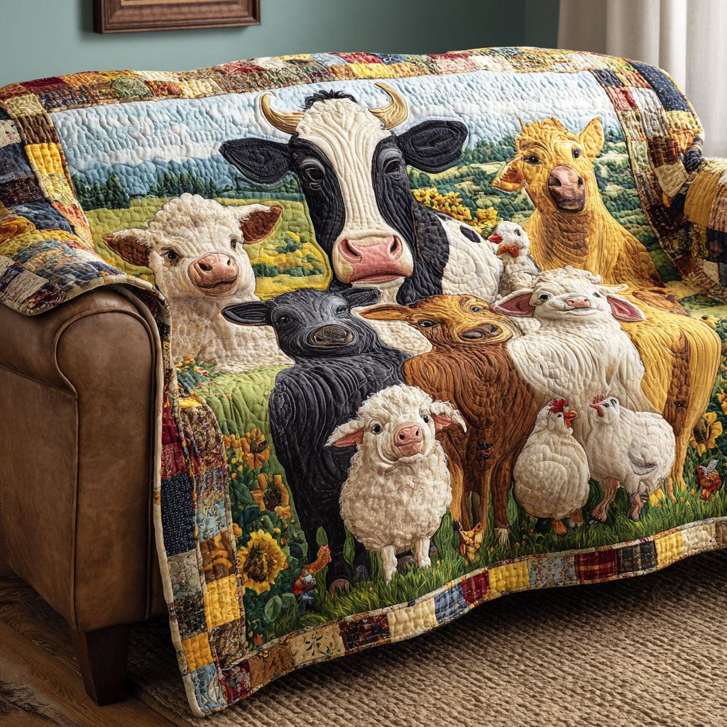 Rural Harmony Quilted Sofa Cover Indoor Decor Useful Gifts For Farmers