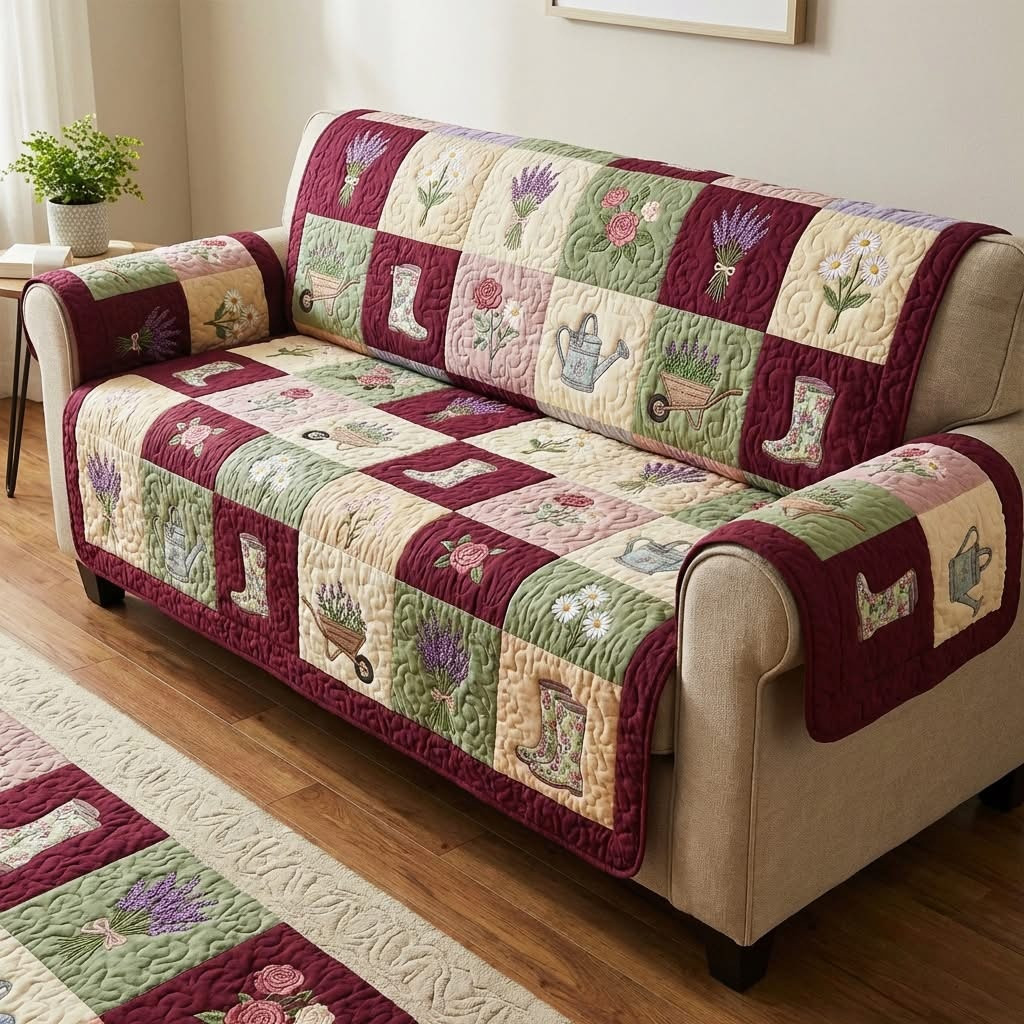 Rustic Bloom Quilted Sofa Cover Patchwork Garden Couch Covers Best Gifts For Grandma