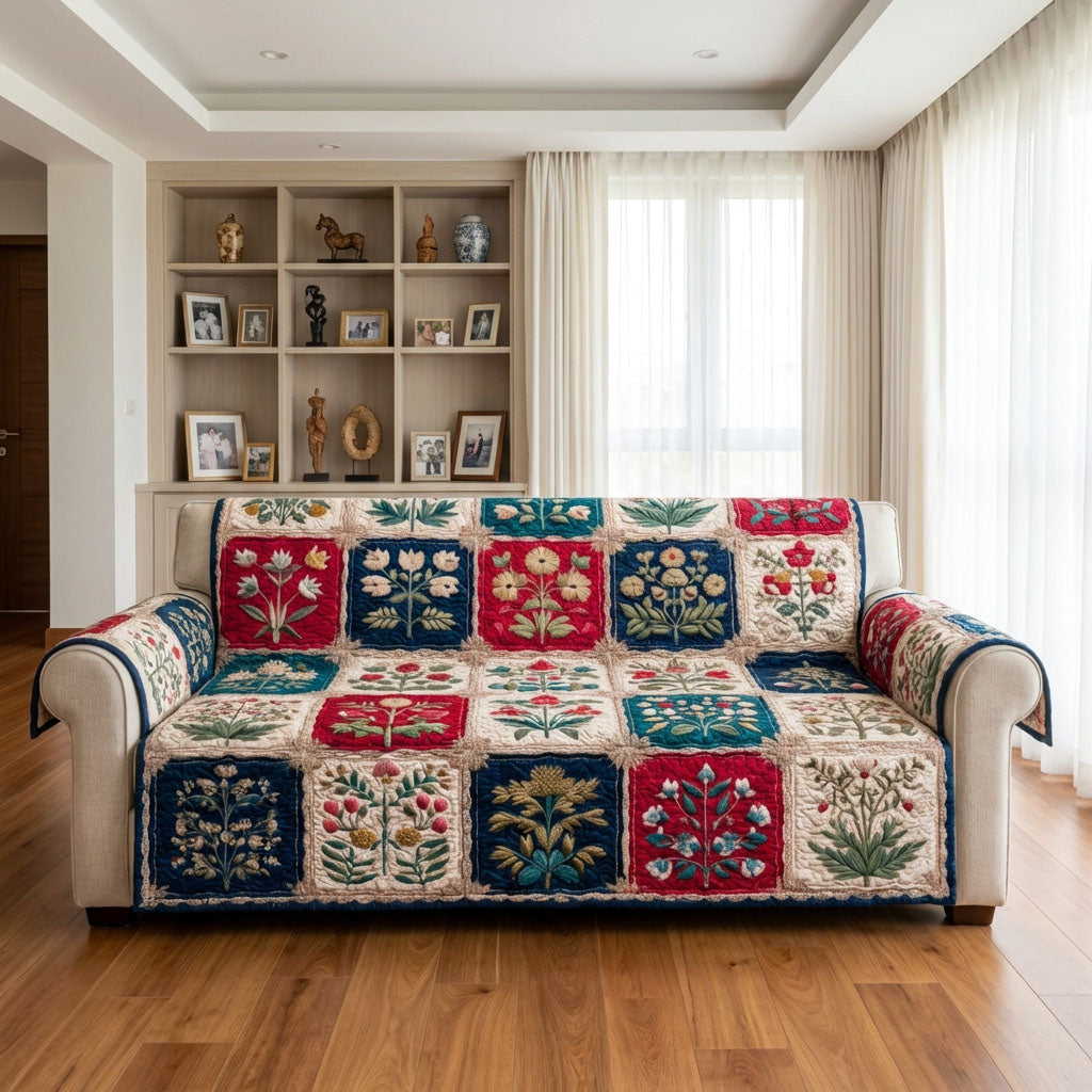 Rustic Bloom Quilted Sofa Cover Sofa Couch Cover Mother's Day Gift Ideas For Wife