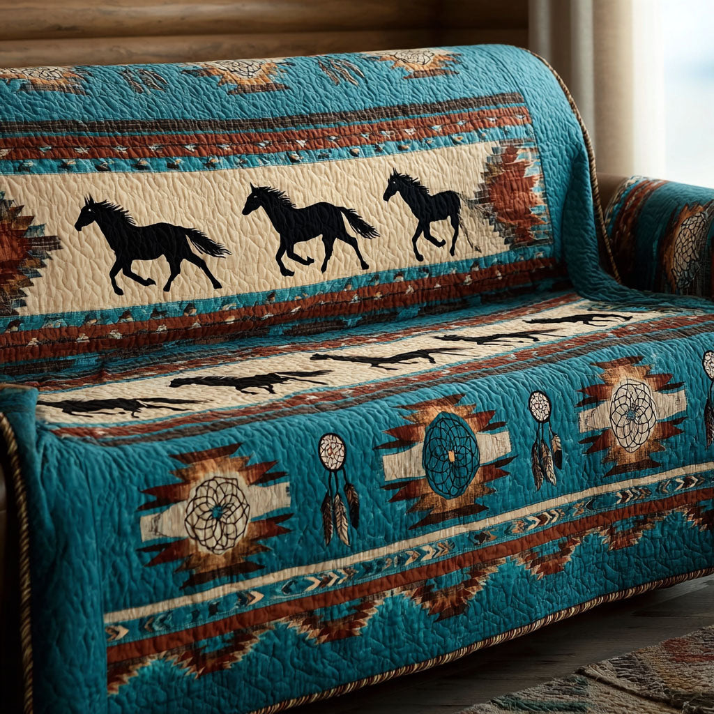 Rustic Horizon Quilted Sofa Cover Sofa Protector Great Gifts For Horse Lovers