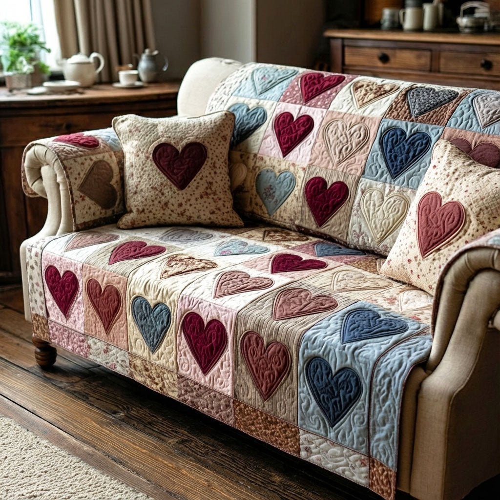 Rustic Love Quilted Sofa Cover Best Sofa Covers Special Present For Mum