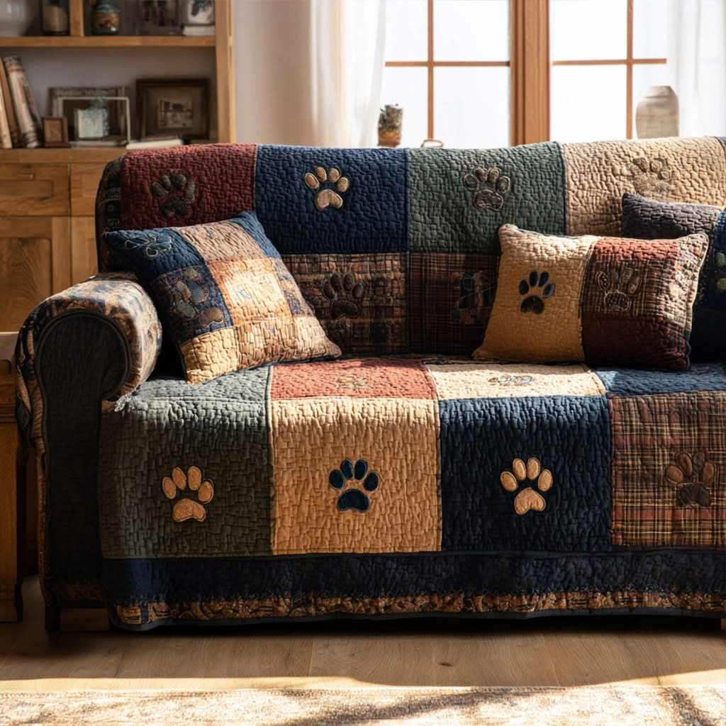 Rustic Paw Quilted Sofa Cover Best Couch Covers Christmas Gifts For Dog Lovers