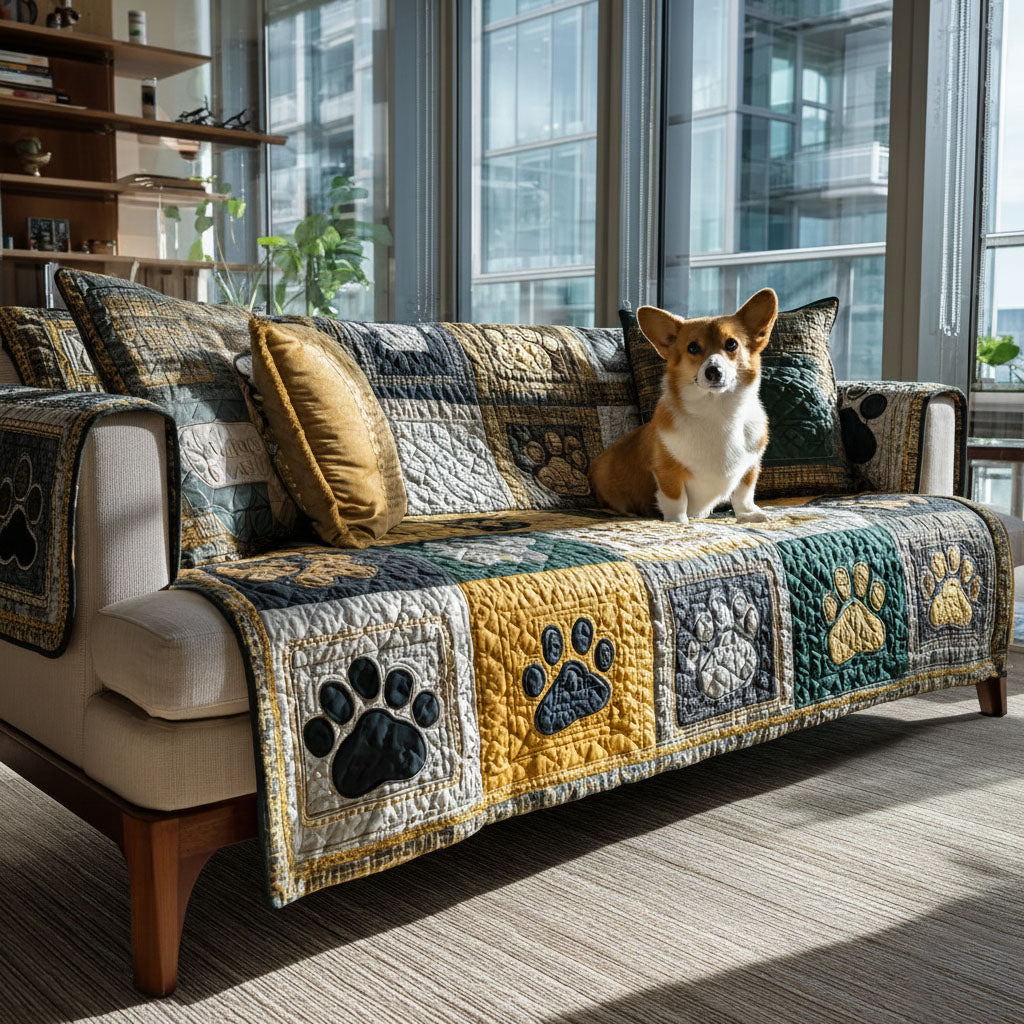 Rustic Tail Trails Quilted Sofa Cover Slipcover Couch Covers Good Presents For Dog Lovers