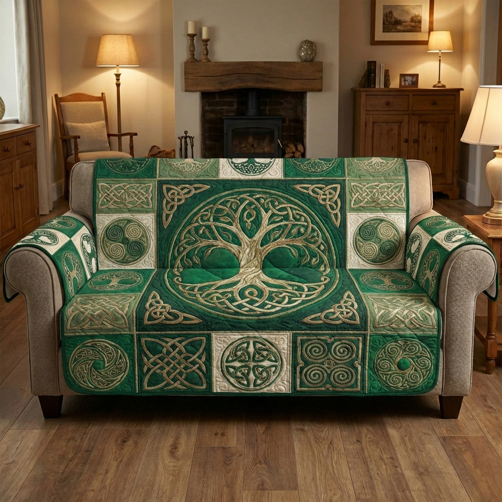 Sacred Green Tree Quilted Sofa Cover Sofa Protector Cover Tree Of Life Gifts For Grangarents