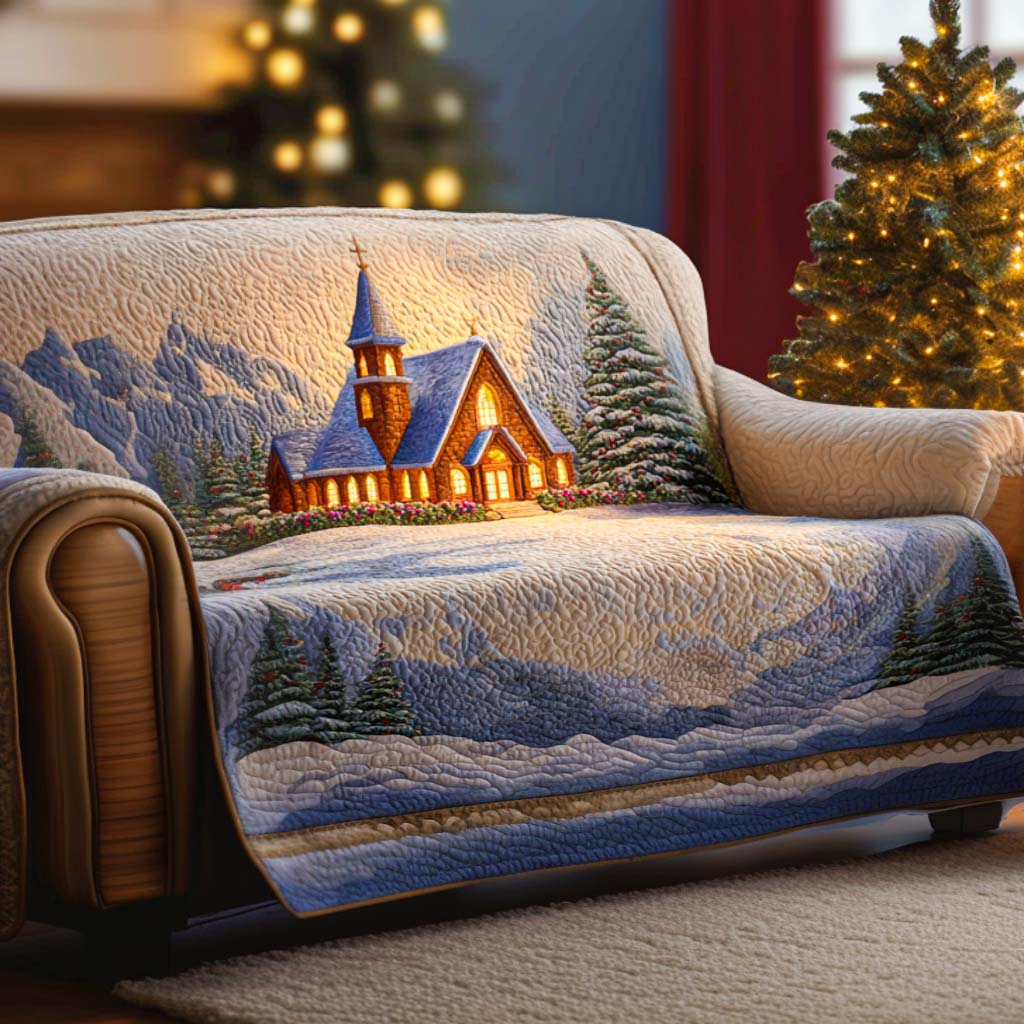 Sacred Snowfall Quilted Sofa Cover Winter Living Room Decor Christmas Presents For Mother In Law