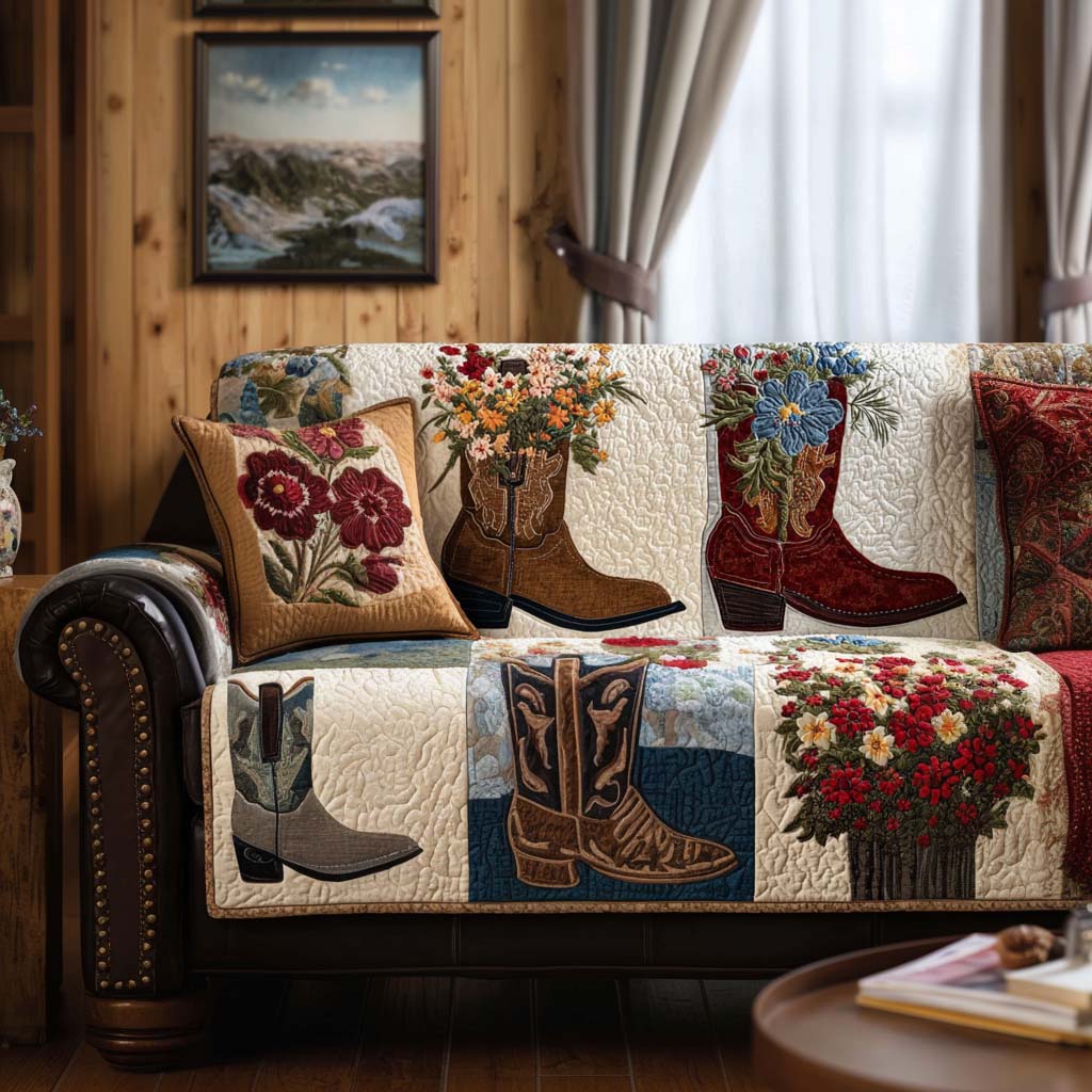 Saddle Stitch Quilted Sofa Cover Holiday Living Room Decor Best Christmas Gifts For Cowboys