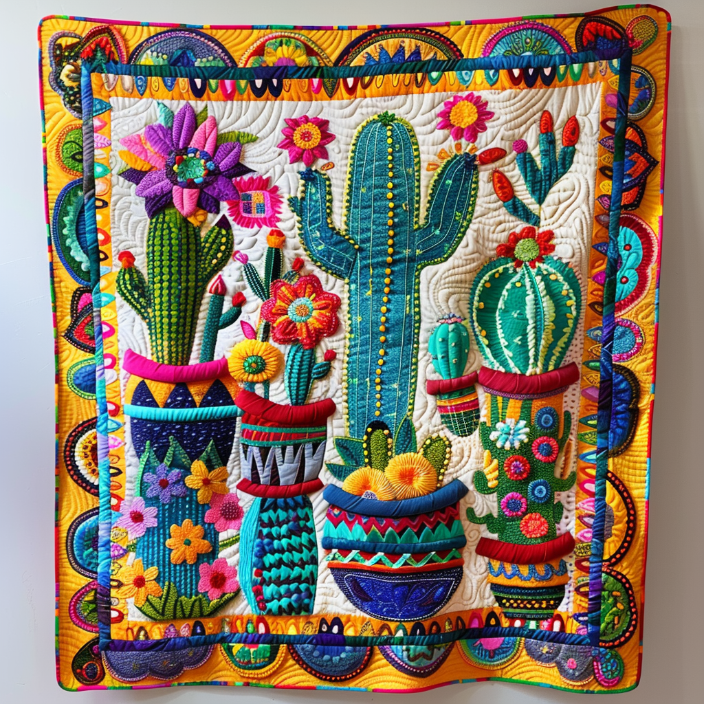 Saguaro Splendor Cactus Quilted Blanket King Comforter Sets Mothersday Gifts