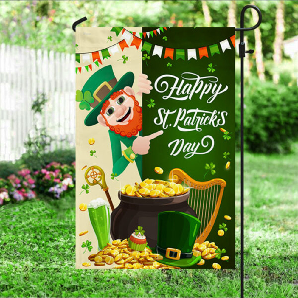 Saint Patrick's Day Leprechaun Flag Happy St Patty's Day Decor Front Porch Flag