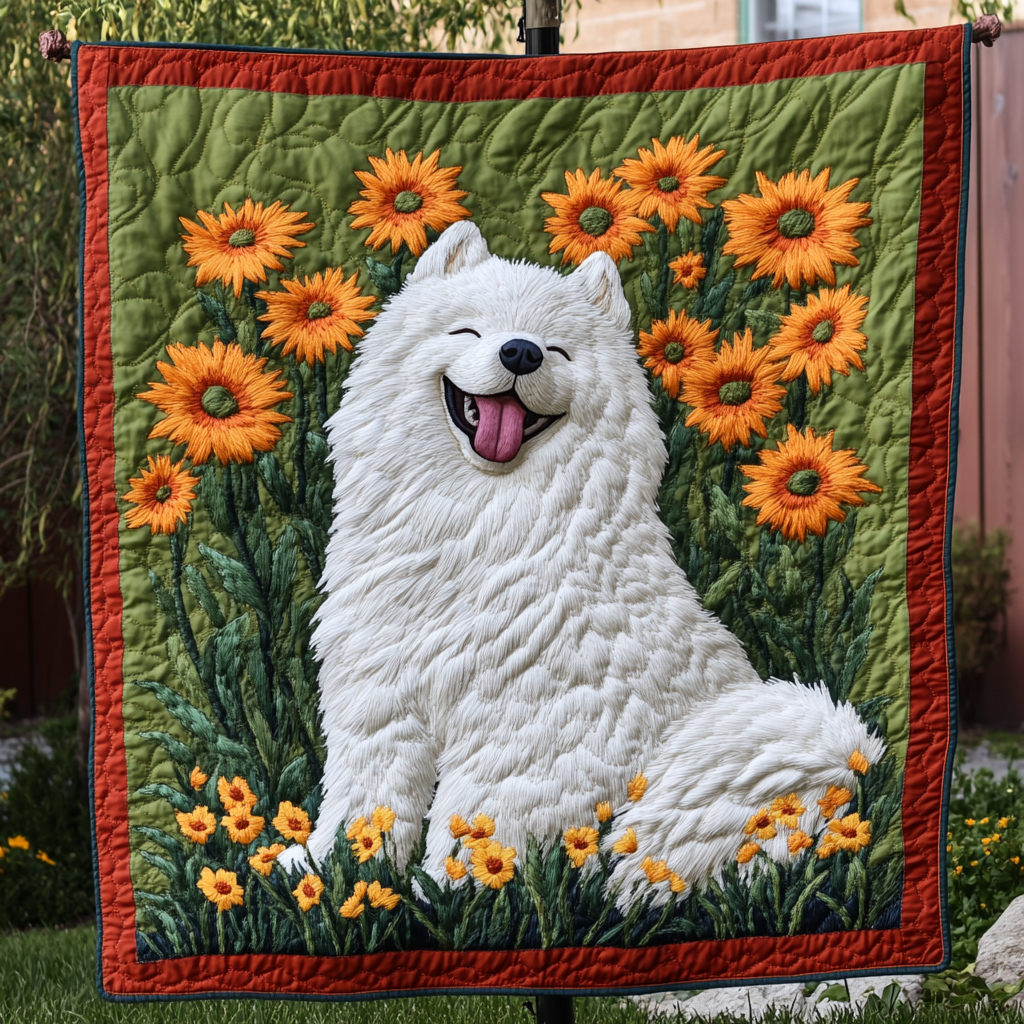 Samoyed Snowbound Quilted Blanket Nice Bedding Sets Dog Presents For Humans