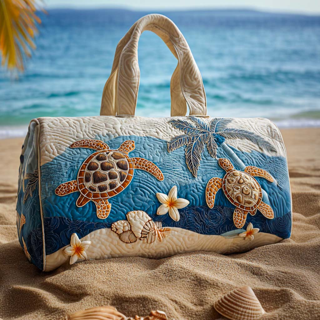 Sandy Shores Quilted Duffle Bag Womens Gym Duffel Bag Sea Turtle Gifts For Mom