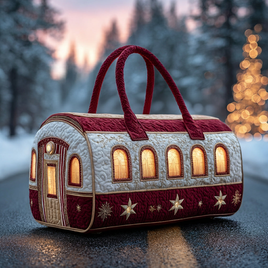 Santa Christmas Train Quilted Duffle Bag Duffel Gym Bag Mother In Law Christmas Gift