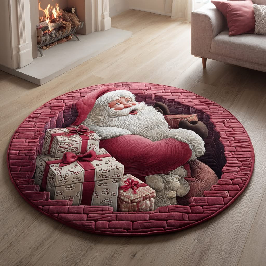 Santa Claus Vertical Vision Christmas Round Carpet Xmas Home Decor Gift Ideas