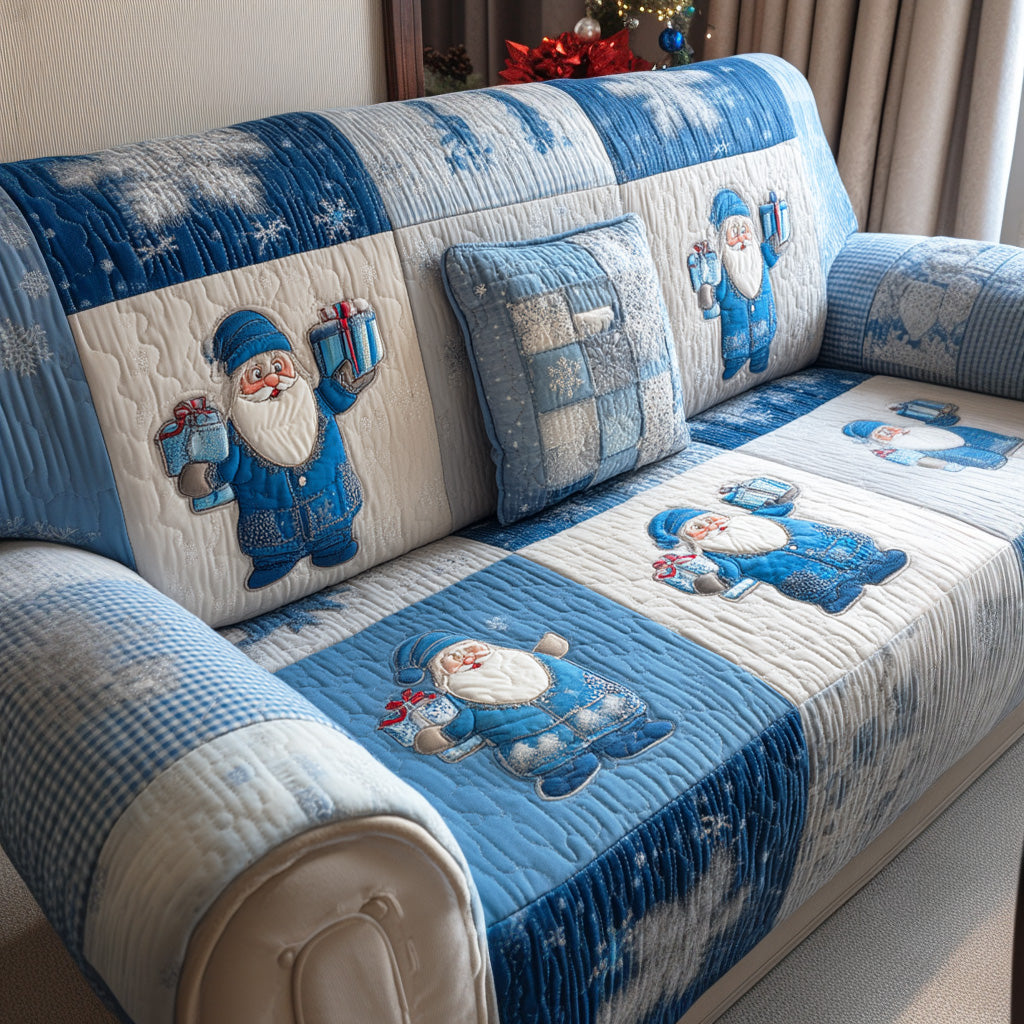 Santa Joy Quilted Sofa Cover Holiday Living Decorations Christmas Presents For Her