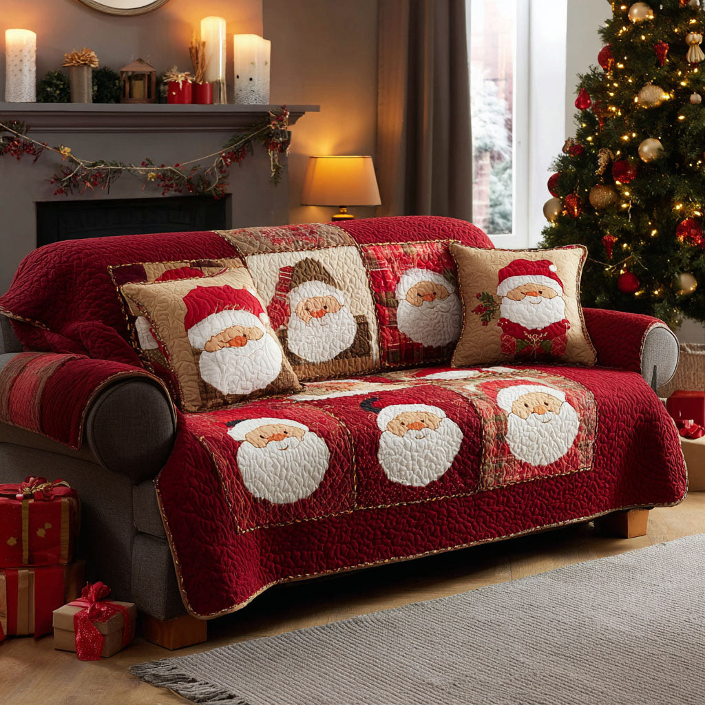 Santa Parade Quilted Sofa Cover Sofa Throw Covers Good Family Christmas Present