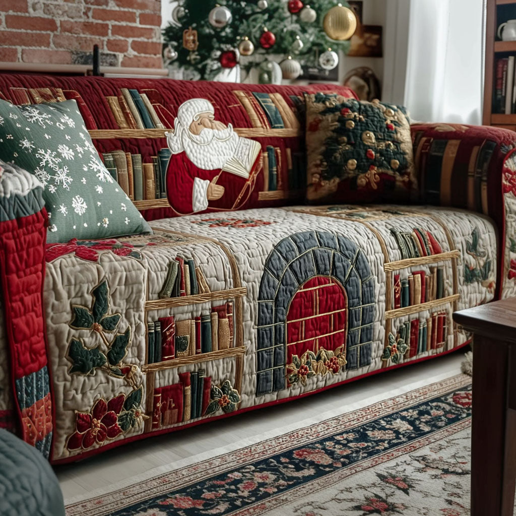 Santa Story Quilted Sofa Cover Christmas Living Room Decor Awesome Gifts For Book Lovers