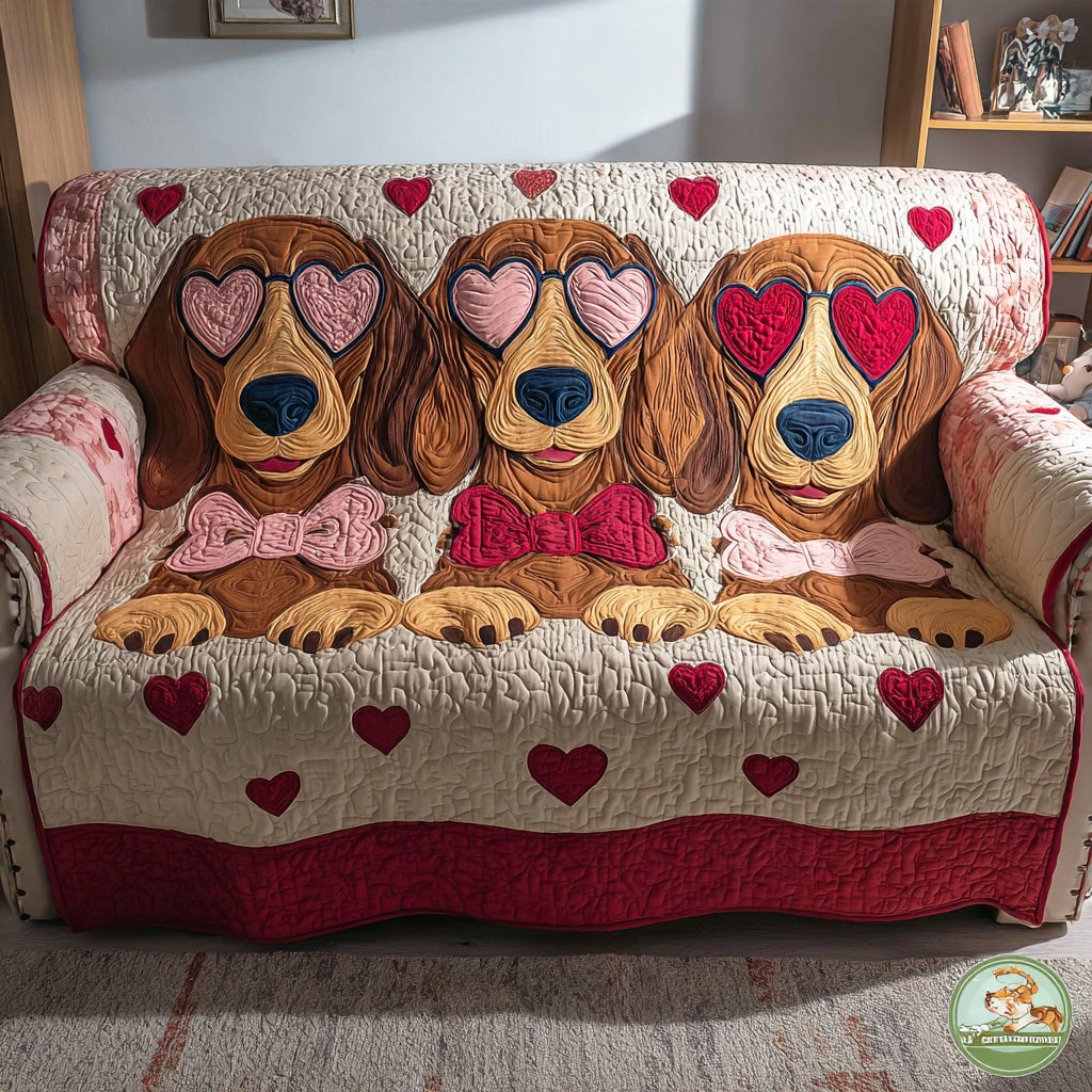 Sausage Hearts Quilted Sofa Cover Living Room Decor Ideas Good Gifts For Dog Lovers