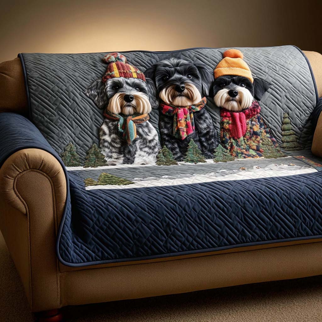 Schnauzer Charm Quilted Sofa Cover Christmas Sofa Cover Christmas Gift Ideas