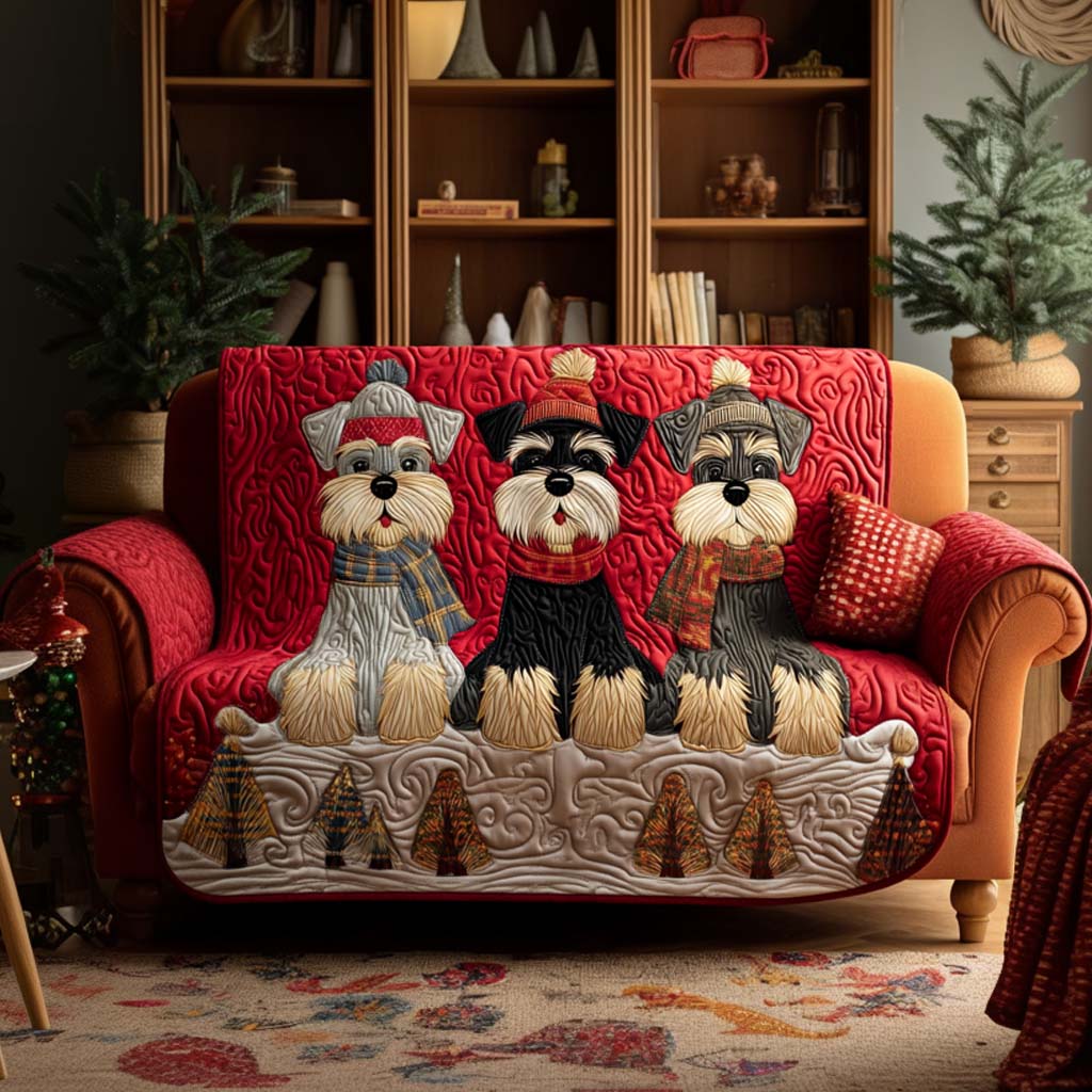 Schnauzer Noel Quilted Sofa Cover Christmas Decor Awesome Christmas Gifts