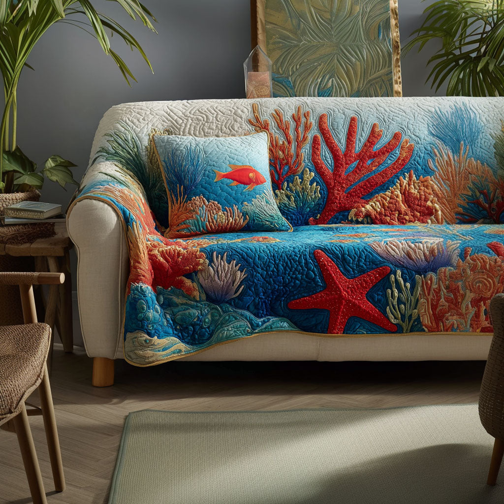 Sea Breeze Quilted Sofa Cover Home Decorattions Unique Gifts For Ocean Lovers