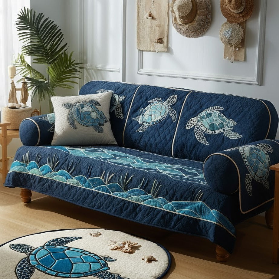 Sea Drifter Quilted Sofa Cover Home Decorattions Sea Turtle Gift Ideas