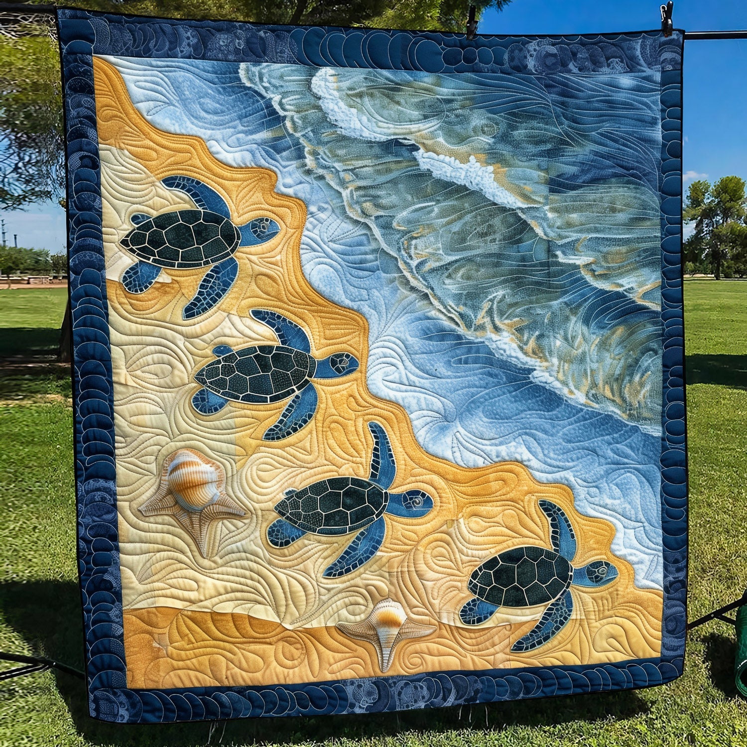 Sea Turtle Bay Quilted Blanket Bed Room Decoration Unique Sea Turtle Gifts